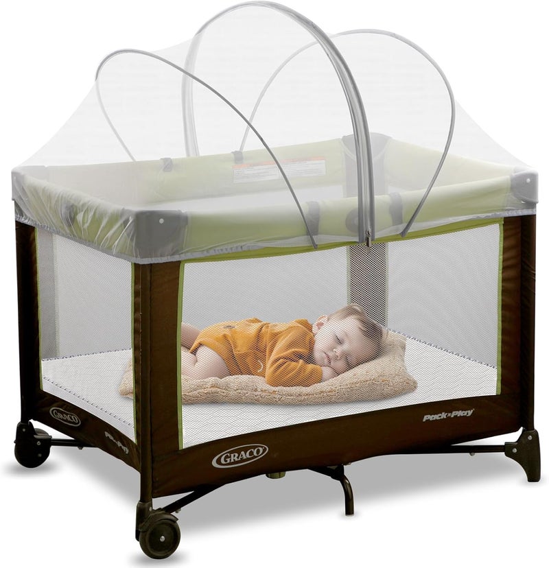 jiangcha Pack and Play Cover - Mosquito Net Cover for Pack n Play/Travel Crib/Mini Crib/Playpen to Keep Cats Out - Breathable Baby Mosquito Net with 2-Way Zipper (White-Large) - Image 1
